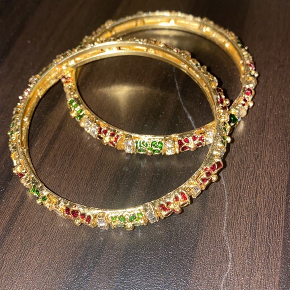 Brand new Gold plated Meenakari bangles set of 2 - Picture 3 of 5